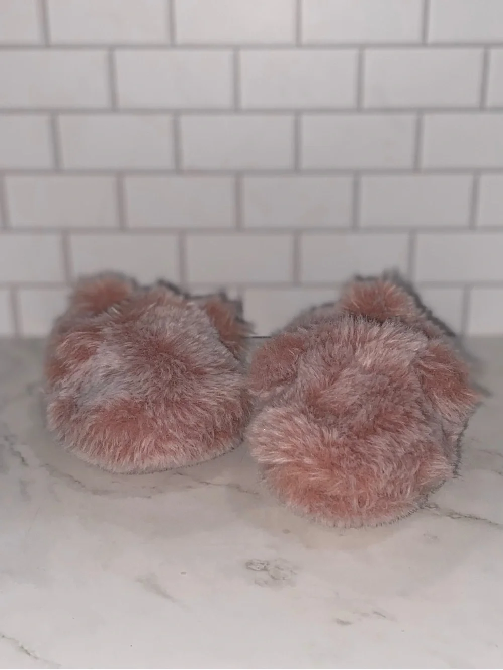 Carter’s Just One You Baby Girl Pink Fuzzy Faux Fur Slippers Size 0-3 Months